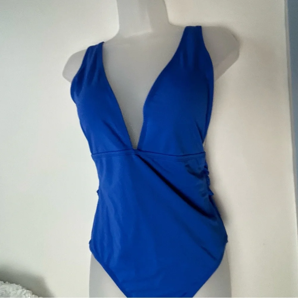 Pink Lily‎ Blue 1PC Swimsuit Large